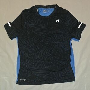 Russell Boys Black and Blue Patterned Active T-Shirt XXL